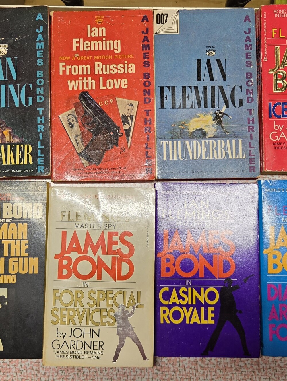 Vintage James Bond 007 Paperback Book Lot (12) Ian Fleming & John Gardner